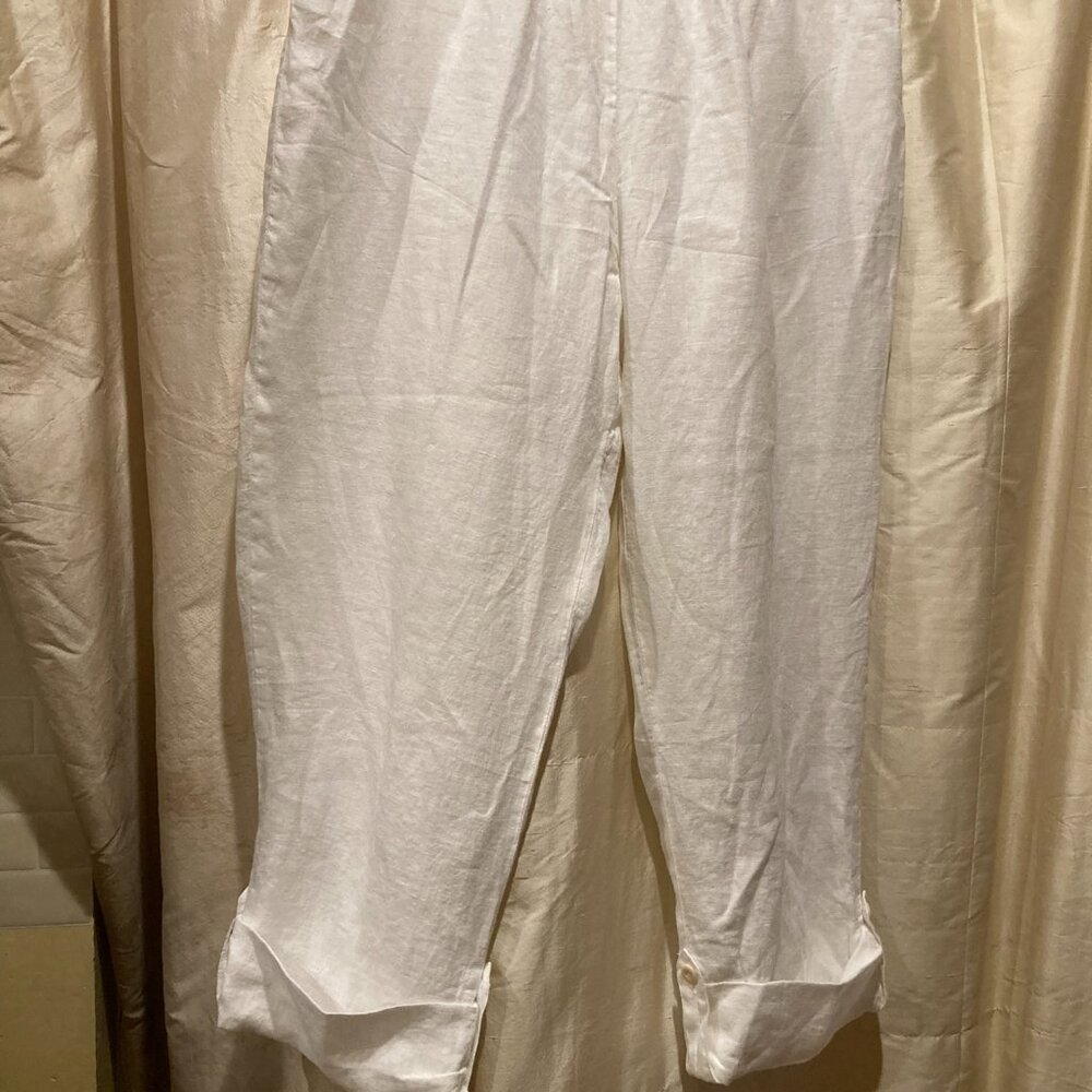 FLAX 100% Linen White Pants Medium